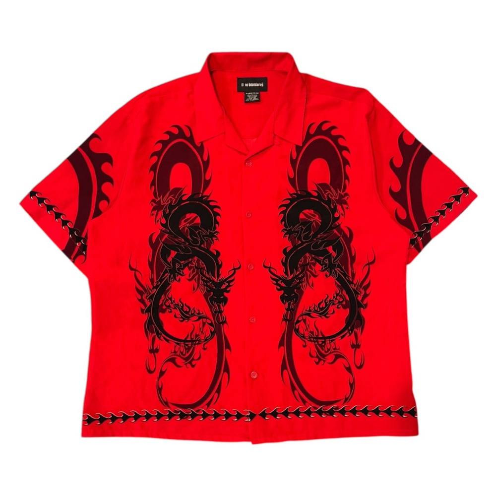 Y2K no boundaries dragon flame button down